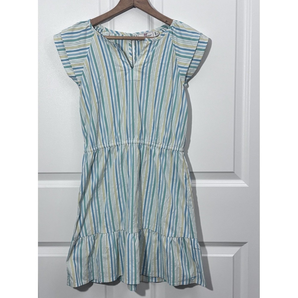 Vinyard Vines Girls Performance Seersucker Flutter Sleeve Dress‎ L Preppy 0385